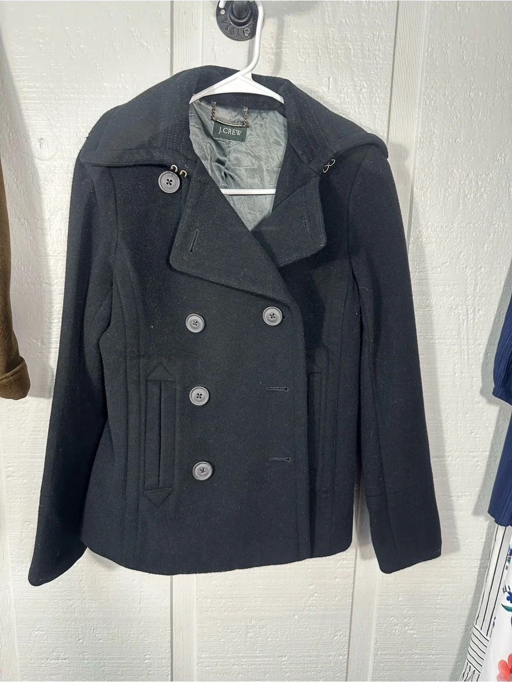 J. Crew Women’s Black Pea Coat No Size EUC - Picture 2 of 6
